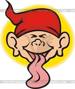 Boy dwarf with long tongue - vector clipart