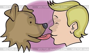 Boy and dog - vector clipart