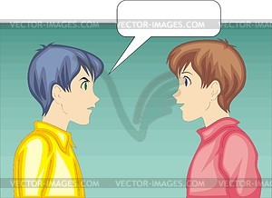 Boys conversation anime - vector clipart