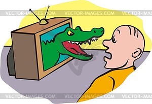 Crocodile from TV set - vector clipart