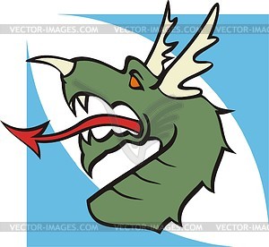 Green dragon head - vector clipart