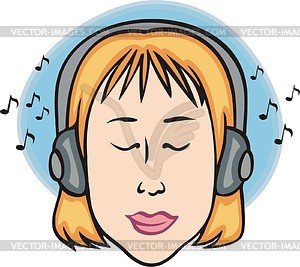 Girl with ear-phones - vector clipart