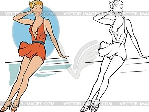 Pin-up girl - vector clipart