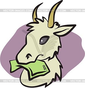 Goat with money - vector clipart