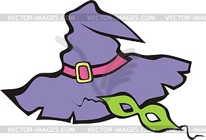 Halloween hat and mask - vector clipart