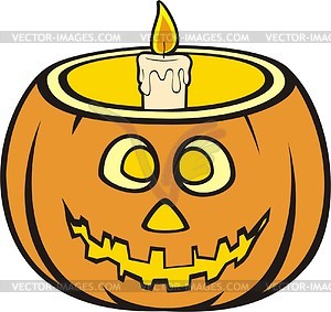 Pumpkin with candle inside - vector clipart