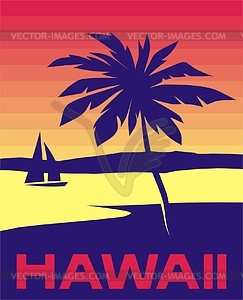 Hawaiian sunset - vector clipart