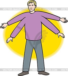 Multihanded man - vector clipart