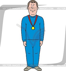 Man with gold medal - vector clipart