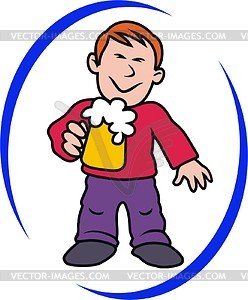 Man with beer - vector clip art