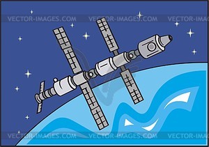 Космическая станция МИР - цветной векторный клипарт