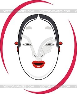 Japanese Noh Mask Vector Clip Art