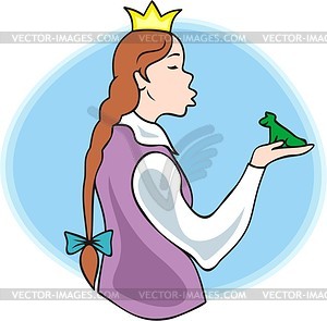 Princess and frog - vector clipart