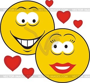 Smileys in love - vector clipart