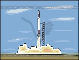 Launching space rocket - vector clipart
