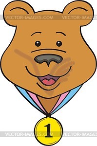 Bear with sport gold medal - vector clipart