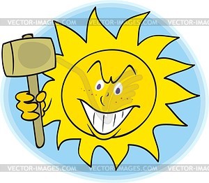 Sun with hammer - vector clipart