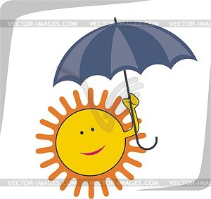 Sun with umbrella - vector clipart