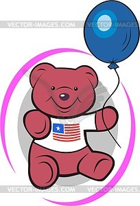 Teddy bear toy with air balloon - vector clipart