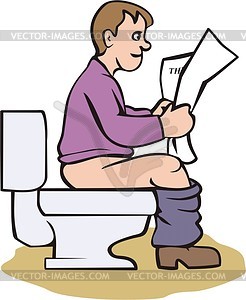 Man on WC pan - vector clipart