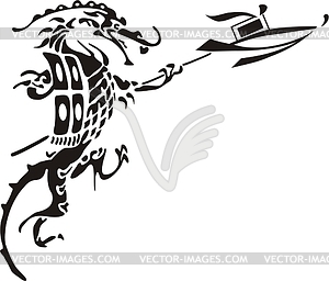 Chinese dragon lance-bearer - vector clipart