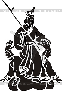 Chinese mythical design - white & black vector clipart