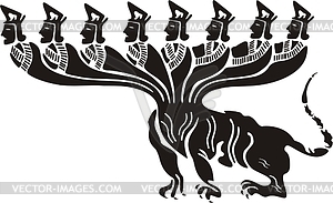 Chinese mythic eight headed monster - vector clipart