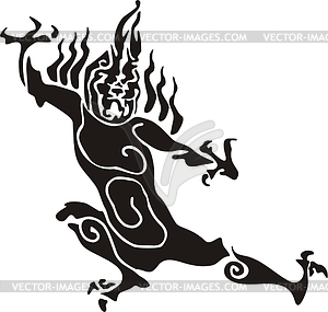 Chinese mythic flamed monster - vector clipart