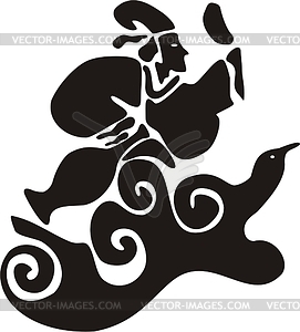 Chinese decorations - white & black vector clipart