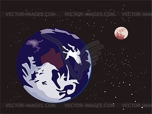 Земля и Луна - векторный клипарт