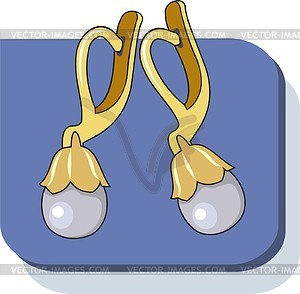 Golden earring with pearl - vector clipart