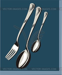 Spoons and fork - vector clipart