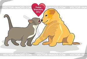 Cat and dog - vector clipart