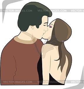 Kissing lovers - vector clipart