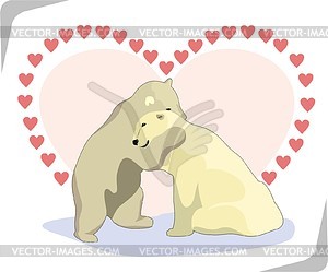 Polar bears in love - vector clipart