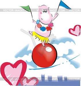 Circus hippopotamus - vector clipart