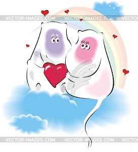 Hippopotamus in love - vector clipart