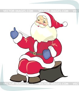Santa Claus sitting on stub - vector clipart