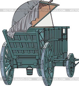 Military baggage waggon - vector clipart