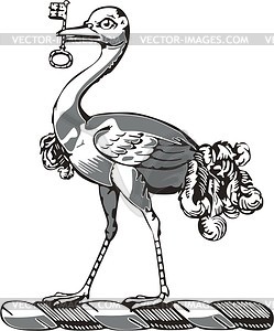 Crest ostrich wih a key - vector clipart