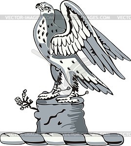 Crest falcon on trunk - vector clip art