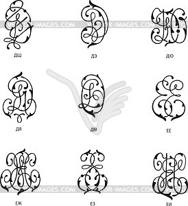 Cyrillic monograms ДЩ-ЕI - vector clipart