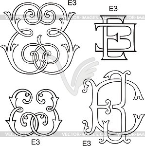 Cyrillic monograms ЕЗ - vector clipart