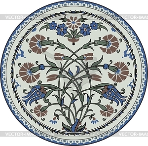 Round oriental flower ornament - vector clipart