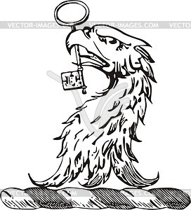 Eagle head with a key - vector clipart