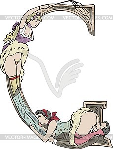 Erotic initial G - vector clipart