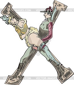 Erotic initial X - vector clipart