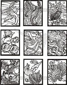 Animalistic art nouveau patterns - vector clipart / vector image