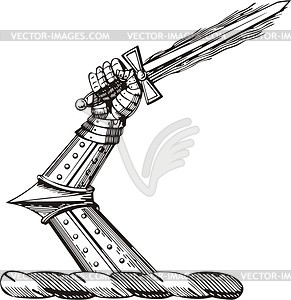 Hand with sword - royalty-free vector image