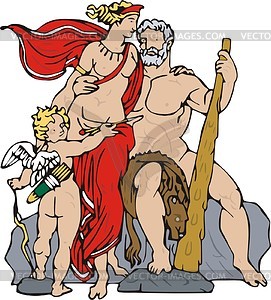 Hercules and Hebe - vector clipart